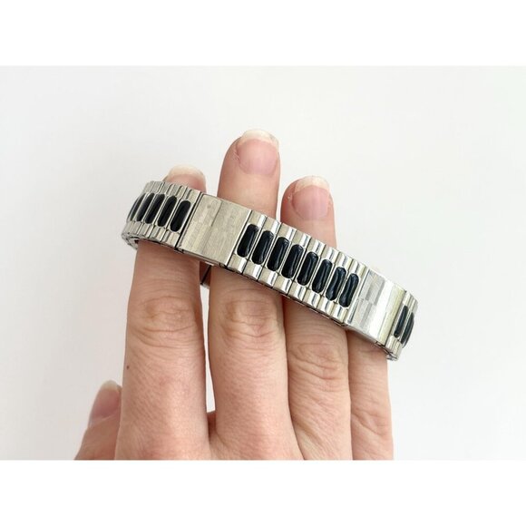 Two Toned 1970's Back Flexible Stretch Elastic Unisex Minimalist Bracelet - Picture 9 of 10